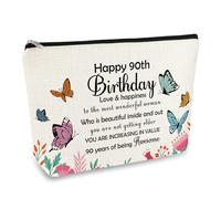90th Birthday Gifts for Women Makeup Bag Gifts for 90 Year Old Woman Happy 90 Birthday Party Decor Cosmetic Bag 1935 Bday Gift for Grandma Mom Aunt Nana Travel Toiletry Pouch