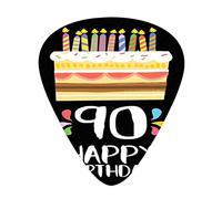 90th Birthday Guitar Picks 12 Pack Universal ABS Guitar Picks,Colorful Party Set up on a Black Background with Cake Candles Artistic Design,for Acoustic and Electric Guitar