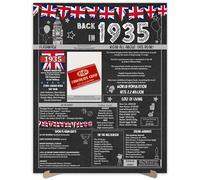 90th Birthday Party Gifts - 90 Years Old Anniversary Poster for Men or Women. Back In 1935 Party Supplies. Birthday or Wedding Gift Ideas for Home Wall Decorations. Born 90 Years ago Size A3
