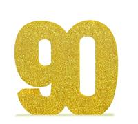 90th Birthday Table Decorations for Men Women, 8" Number 90 Glitter Table Decoration Centrepiece,Standing Large Gold 90 Sign Table Number for Birthday Wedding Anniversary Table Decorations