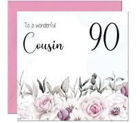 90th Cousin Birthday Card Floral Elegant Best Cousin's Birthday Card for 90 Year old Ninety Ninetieth