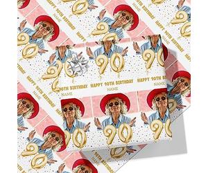 90th Milestone Birthday Balloons Personalised Wrapping Paper - Add Any Name and Photo-90-A1 Sheet - 594mm x 840mm