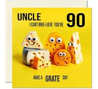 90th Uncle funny Birthday Card for Uncle - Cheese Pun Funny Uncles Birthday Card for 90 Year old Ninety Ninetieth