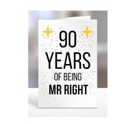 90th Wedding Anniversary Card, of being Mr Right, Gifts for Husband, Boyfriend, Fiance, Couple, Ideas, Men, Him, Male, Presents for Christmas, 90 years, A5-176b_90