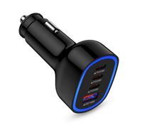 90W 4-Port Super Fast USB C Car Charger for Samsung Galaxy A16/A56/A36/A15/A55/S25/S24/Ultra iPhone 16/16e/15 Pro Max Pixel 9a 9 8 Pro Android USB-C & USB-A Car Phone Charger Cigarette Lighter Adapter