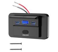 90W Caravan Recessed USB Socket 12V Surface Mount Lightweight Dual USB C 36W and QC3.0 18W Port for Car, Replacement Charger Panel with Switch for Bus Marine Motorcycle