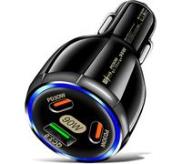 90W USB C Car Charger Adapter 3-Port Fast Car Charger Adapter, Cigarette Lighter USB Charger, Fast Car Charger Socket Compatible with iPhone, Android, Samsung Galaxy