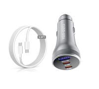 90W USB C Car Charger, for Motorola Moto G04 G34 G54 E14 G24 G14 G64 Car Charger, QC3.0+PD3.0 Type C Car Charger 3 Ports Independent Fast Charging Cigarette Lighter Phone Adapter with USB C Cable