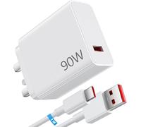 90W USB Plug Turbo Charger for Xiaomi 15 14 Ultra POCO F6 X7 F7 Pro With USB Fast Charger Plug with 6A Type C Charging Cable 2M Turbo Fast Wall Charger UK Power Adapter for Redmi 14C Note14 13 12 Pro