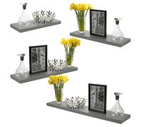 Urbn-Living 3 x 90cm Grey Wooden Floating Wall Mount Shelves Display Unit