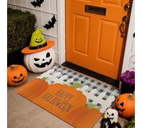 90X60CM Personalized Halloween Door Mat Outdoor, Customization Horror Halloween Front Door Mat Creative Happy Lettering Doormat Anti-Slip Mat Halloween Home Decor (C)