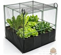 90x90cm Fabric Grow Bag Vegetable Planter - Plant Grow Bags with Support Metal Trellis & Insect Netting - Bird & Pest Proof Cage with Zippered Access - Heavy Duty Crop Cage for Allotment & Patio