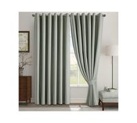 (90x90inch, Sage Green) 100% Blackout Linen Curtains 185GSM Triple Layer Technology