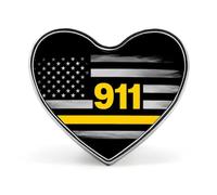 911 Dispatcher Dispatch US Flag Police Brooch Pins Heart Badge Collar Lapel Pins Dress Backpack Accessories