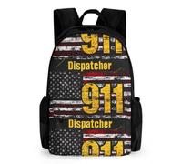 911 Dispatcher Flag Casual Backpack Lightweight Laptop Travel Bag