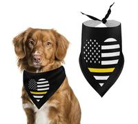 911 Dispatcher Gold Line U.S. Flag Cute Dog Bandanna Scarf Printed Adjustable Triangle Pet Kerchief for Dogs And Cats
