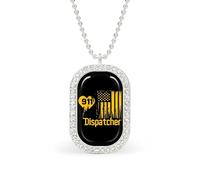 911 Dispatcher U.S Flag with Heart Women's Necklaces Pendant Necklace Fashion Diamond Jewelry with Chain