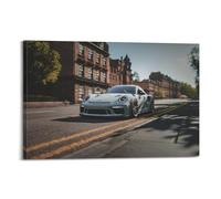 911 GT3 RS Sports Car Poster with Vintage European Architecture & Urban Street Scene Decorative Canvas Family Bedroom Artwork Picture Painting 08x12inch(20x30cm)