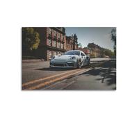 911 GT3 RS Sports Car Poster with Vintage European Architecture & Urban Street Scene Decorative Canvas Family Bedroom Artwork Picture Painting 16x24inch(40x60cm)