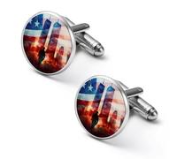 911 Tragedy Picture Alloy Cufflinks Men's Classic Cuff Link Fashion Shirt Accessories for Business Party Wedding 1.7cm