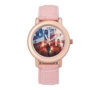 911 Tragedy Picture Women's Watch Pink Rose Gold Strap Wristwatch Minimalist Easy Reader Watchec