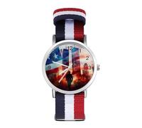 911 Tragedy Picture Wrist Watches with Scale for Men Women Casual Braided Strap Easy Reader for Work Workout