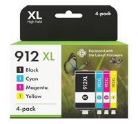 912XL Compatible Ink Cartridges Multipack with Upgraded Chip (4 Pack: Black/Cyan/Magenta/Yellow), Replacement for HP OfficeJet 8010 8012 8013 8014 8015 8017 8018 & OfficeJet Pro 8022 8023 8024 8025