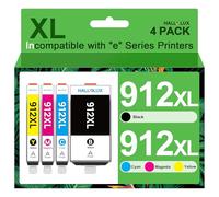 912XL Ink Cartridges Compatible for HP 912 XL Ink Cartridges for HP OfficeJet 8010 8012 8014 8015 8017 HP OfficeJet Pro 8020 8022 8023 8024 8025 printers (4-Pack Black, Cyan, Magenta, Yellow)