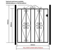 Stirling Scroll Low Flat Top Single Gate, Fits Gap - 914 x 914 mm High Burbage Iron Craft Black One Size