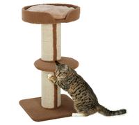 PawHut 2-Tier Cat Resting Tree w/ Top Basket, Cushion and Sisal Post - Brown, Brown