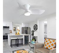 91CM White Ceiling Fan with Light Reversible DC Motor Mute 6 Speed Fan Light for Bedroom Living Room Ceiling Fan Light LED 3 Colour Lights Summer & Winter Reversible