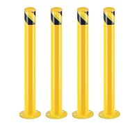 91cm Yellow Parking Bollard - 4pcs Durable Traffic Control Posts for Safe Parking, Urban Planning, Vehicle Management, Φ7.6cm, Heavy-Duty Road Safety Barrier