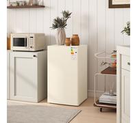 HOMCOM 91 Litre Freestanding Under Counter Fridge Freezer, Small Fridge with Chiller Box, Adjustable Thermostat, 47.5cm Wide, Beige