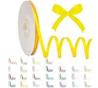 91m Thin Lemon Yellow Ribbon Satin Ribbon 6mm Solid Color Fabric Ribbon Silk Satin Roll,Lemon Yellow Wrapping Ribbon and Bows for Easter Gift Wrapping DIY Crafts Hair Bows Easter Cake Wedding Balloons
