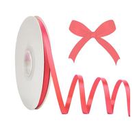 91m Thin Peach Red Ribbon Satin Ribbon 6mm Solid Color Fabric Ribbon Silk Satin Roll,Peach Red Wrapping Ribbon and Bows for Easter Gift Wrapping DIY Crafts Hair Bows Easter Cake Wedding Balloons
