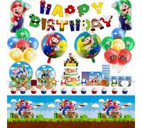 91PCS Super Birthday Party Decorations, Super Birthday Decorations for Party Deco,Themed Party Supplies for Boys and Girls with Cake Toppers,Cups,Tablewares,Balloons,Plates
