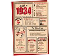 91st Birthday Card - Back in 1934 In This Year Card, Greeting for Men and Women, Birthday Cards for Women, Celebration Gifts Men, 91st Anniversary Cards, A5