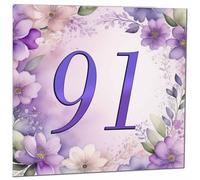 91st Birthday Card for Women - Purple Floral 91st Birthday Cards for 91 year old woman Ninety One Ninety First Ladies Grandma Nan Aunt Mum Sister Mom Friend