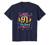 91st Birthday Gift: Celebrating Years of Sass T-Shirt, Kids, Navy, 10 Years