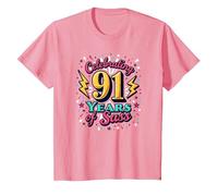 91st Birthday Gift: Celebrating Years of Sass T-Shirt, Kids, Pink, 8 Years