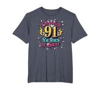 91st Birthday Gift: Celebrating Years of Sass T-Shirt, Men's Big and Tall, Heather Blue, 3X Tall