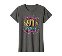 91st Birthday Gift: Celebrating Years of Sass T-Shirt, Women, Asphalt, S