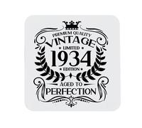 91st Birthday Gift for Men Vintage 1934 Aged to Perfection Printed Coaster Present for 91 Year Old Etched Printed Placemat (Printed Coaster)