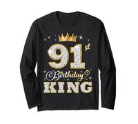 91st Birthday King 91 Years Old Birthday Party for Him Long Sleeve T-Shirt