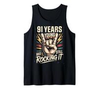 91st Birthday Rock Funny Birthday 91 Years Rock'n'Roll Tank Top