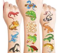 91TATTOOS 96 Precut Temporary Tattoos Safari Animals Lizards Jungle Reptile Temporary Tattoos for Kids Souvenirs Supplies Decorations Tattoo Stickers Fake School Prizes
