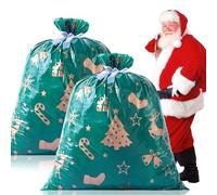 92 * 142cm Jumbo Christmas Sacks Extra Large, 2Pcs Xmas Gift Bag for Presents,Green Gold Xmas Sacks Large for Christmas Party
