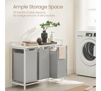 (92.5x33x72cm, Dove Grey and Matte White) Laundry Basket, Laundry Hamper, Laundry Sorter