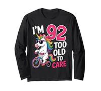 92 Birthday 92 Years Old 92nd Men Women Unicorn Funny Long Sleeve T-Shirt