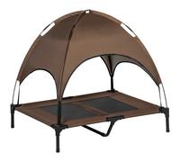 92 cm Elevated Pet Bed Dog Cot Tent with Canopy Instant Shelter Outdoor Coffee